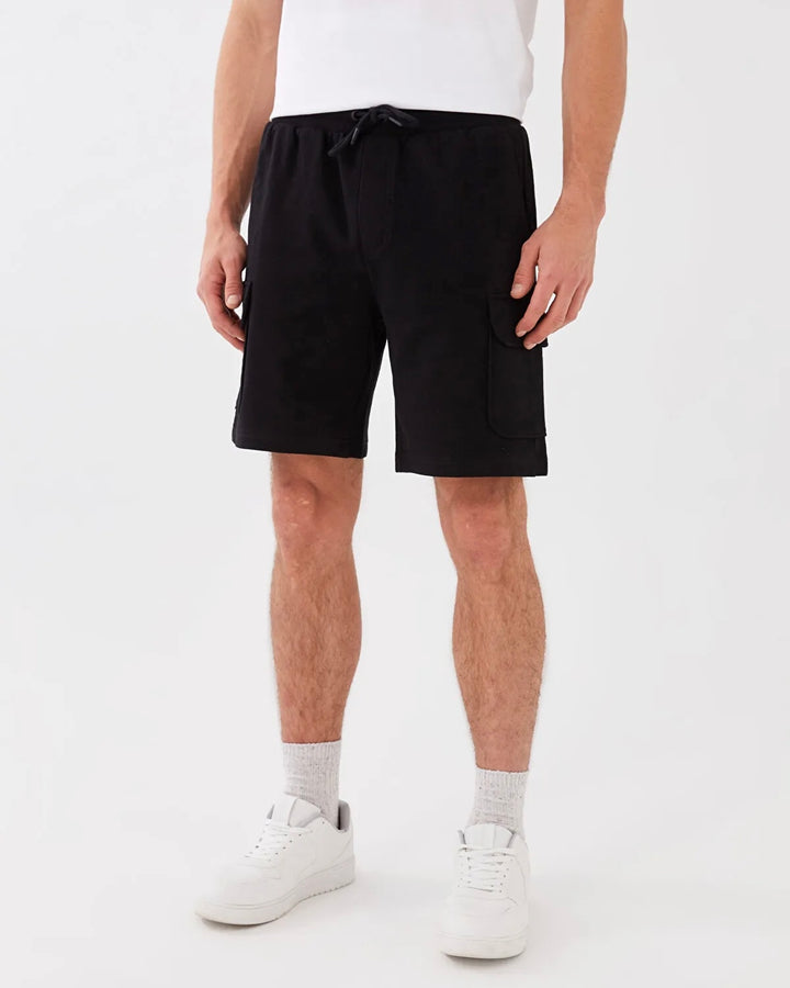 XC jersey cargo sweat shorts in black