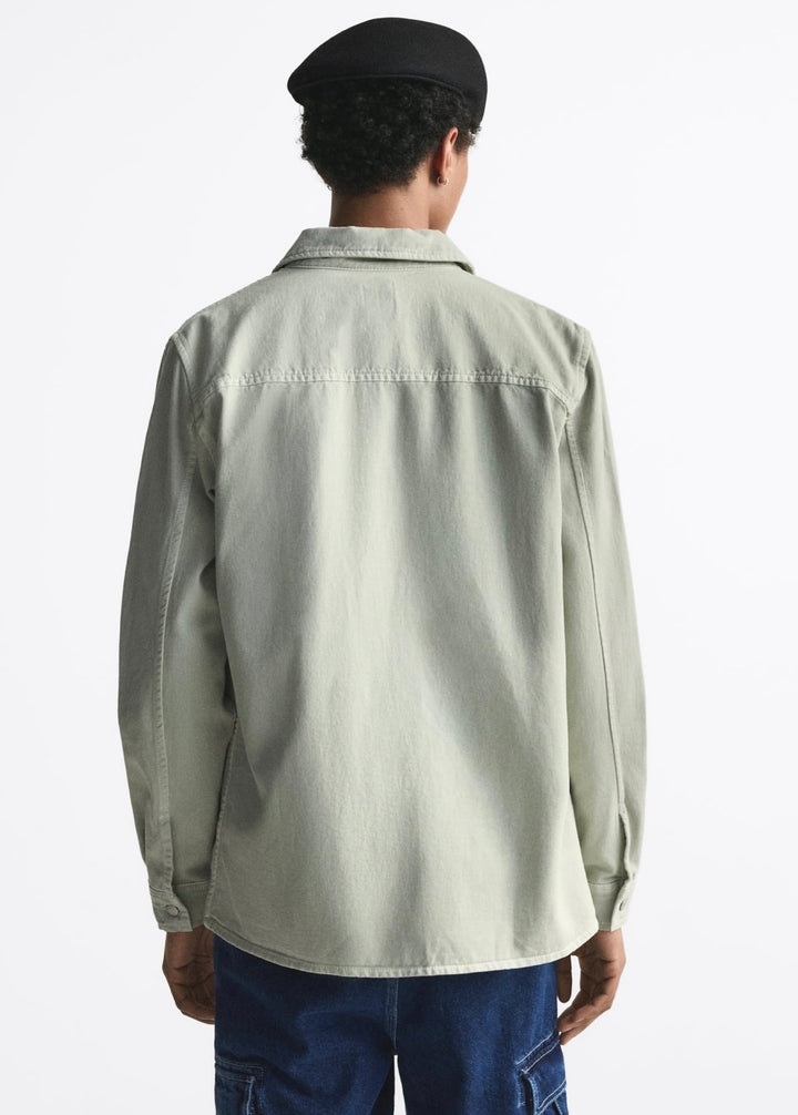 ZARA COLORED DENIM OVERSHIRT LIGHT GREEN