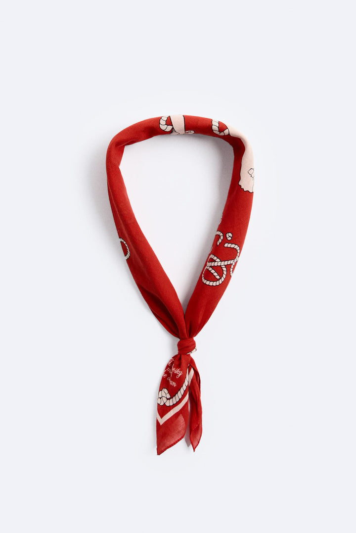 ZARA CONTRAST PRINT BANDANA RED