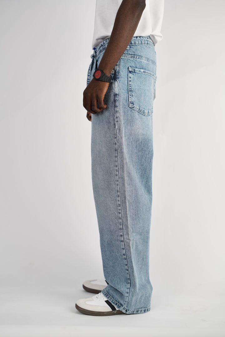 GIESTO BAGGY BELT JEANS DARK BLUE