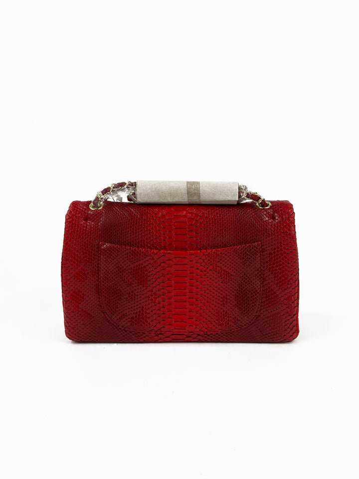 Chanel Croc Skin Maxi Handbag in red