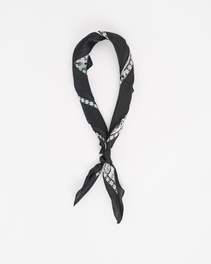 Black Swan Paisley Print Silk Scarf