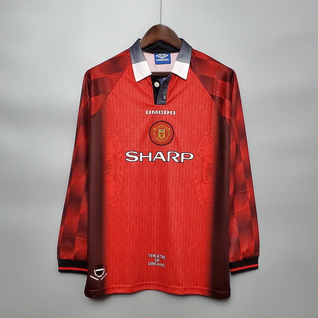 Manchester United 1996 Longsleeve Home Retro Jersey in red