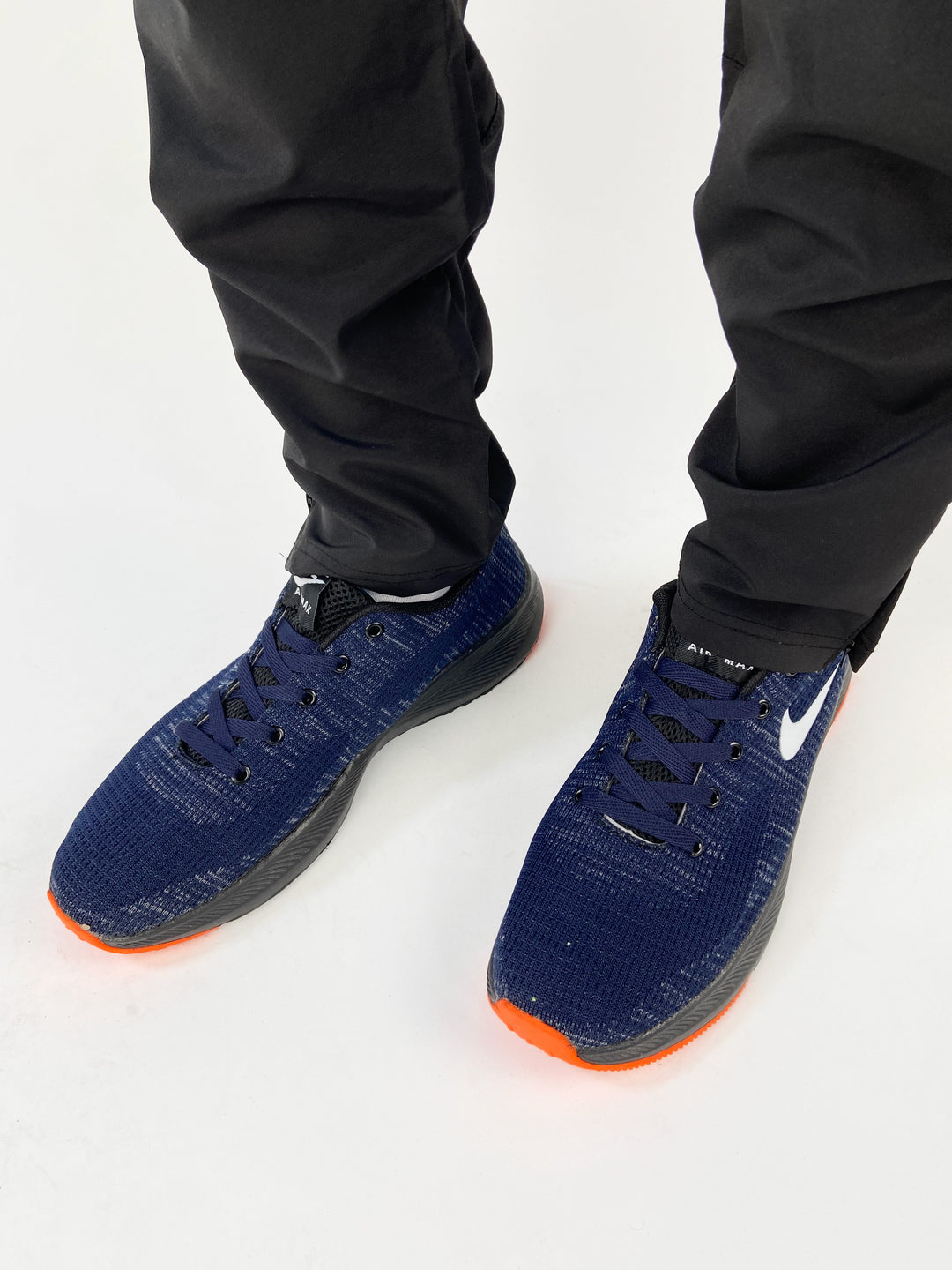 Nike air max navy blue trainers with white swoosh