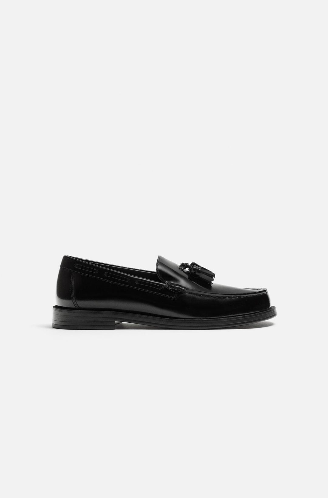 ZARA LEATHER TASSEL LOAFERS WITH GLOSSY FINISH