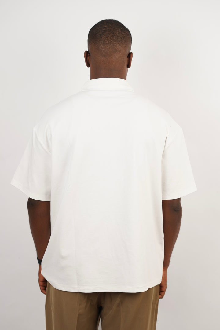 Garm Island Mock Neck Polo Shirt in White