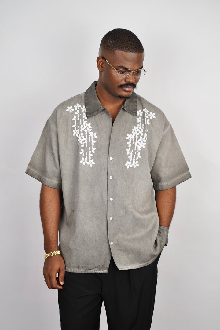 2morrow Floral Revere Shirt in Khaki