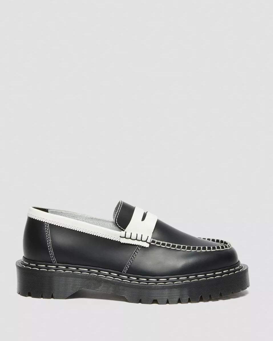 Dr Martens Penton Bex Contrast Leather Loafers in black and white