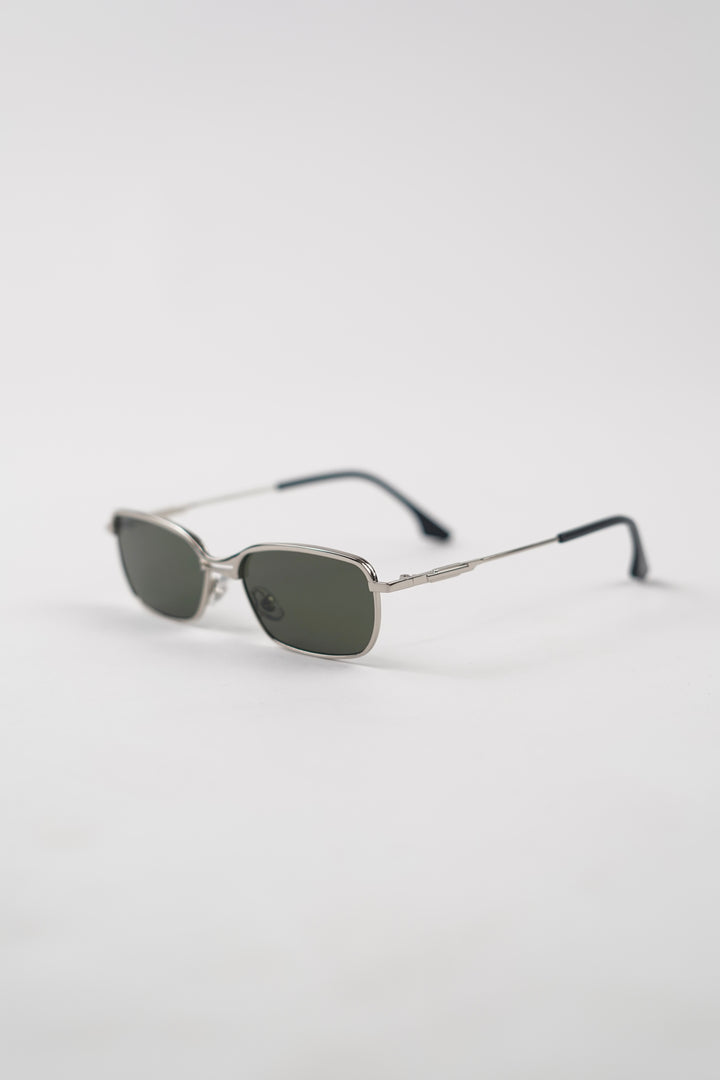 Full Rim Rectangular Silver Green Sun glasses