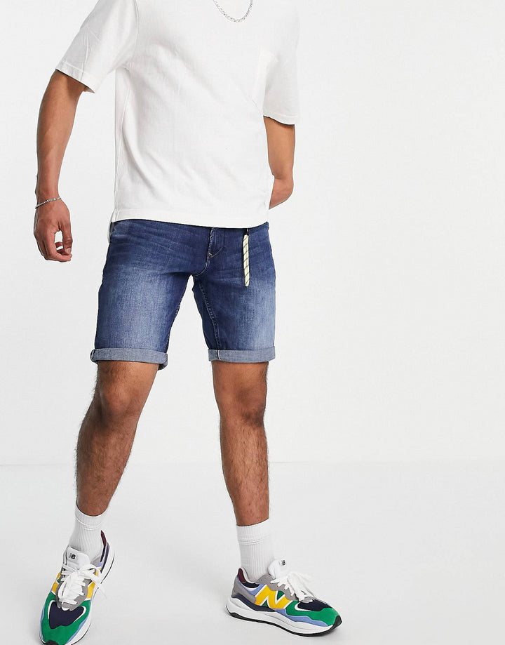 Tom Tailor regular fit denim shorts in mid wash blue