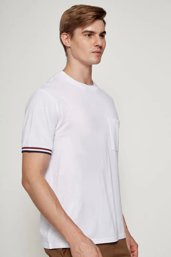 Garage T-shirt with tipping in white