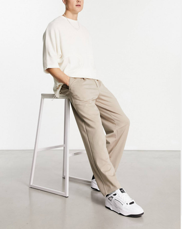 Jack&Jones Men Wide Fit Smart Pants in beige