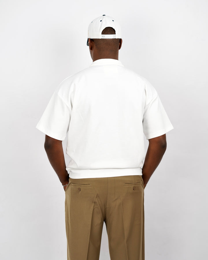 M Studio Knot Detail  Polo Shirt in White