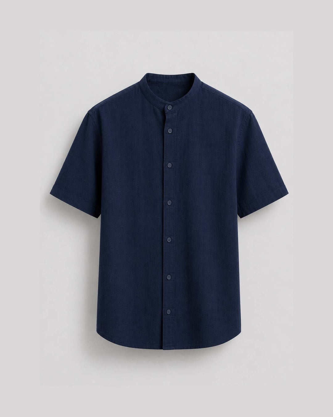 Massimo Linen Short Sleeve Button Down Shirt in Navy Blue