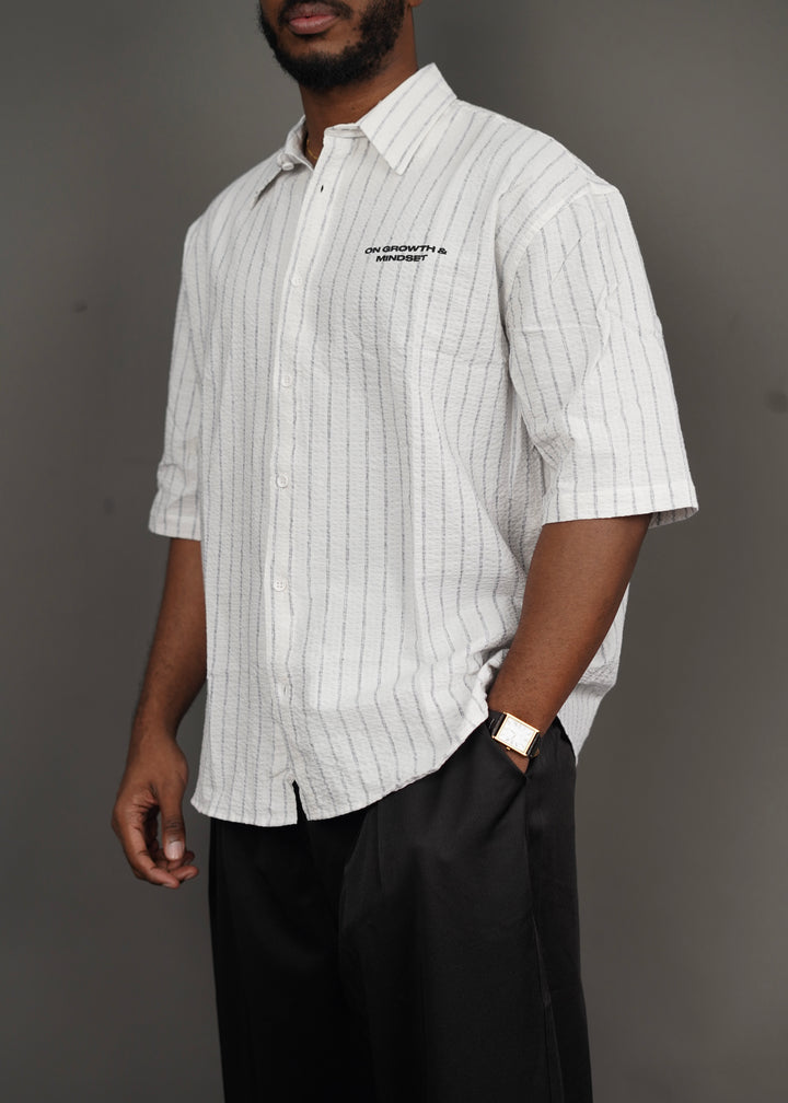 2512 Mindset Backprint Striped Shirt in blue