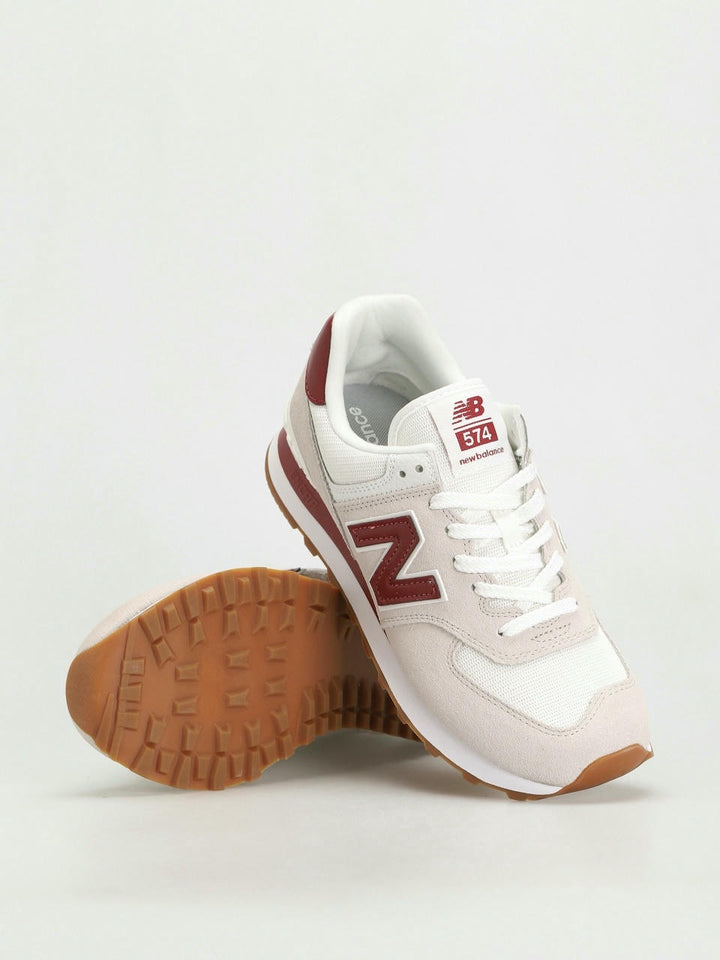 New balance 574 trainers in off white and burgundy