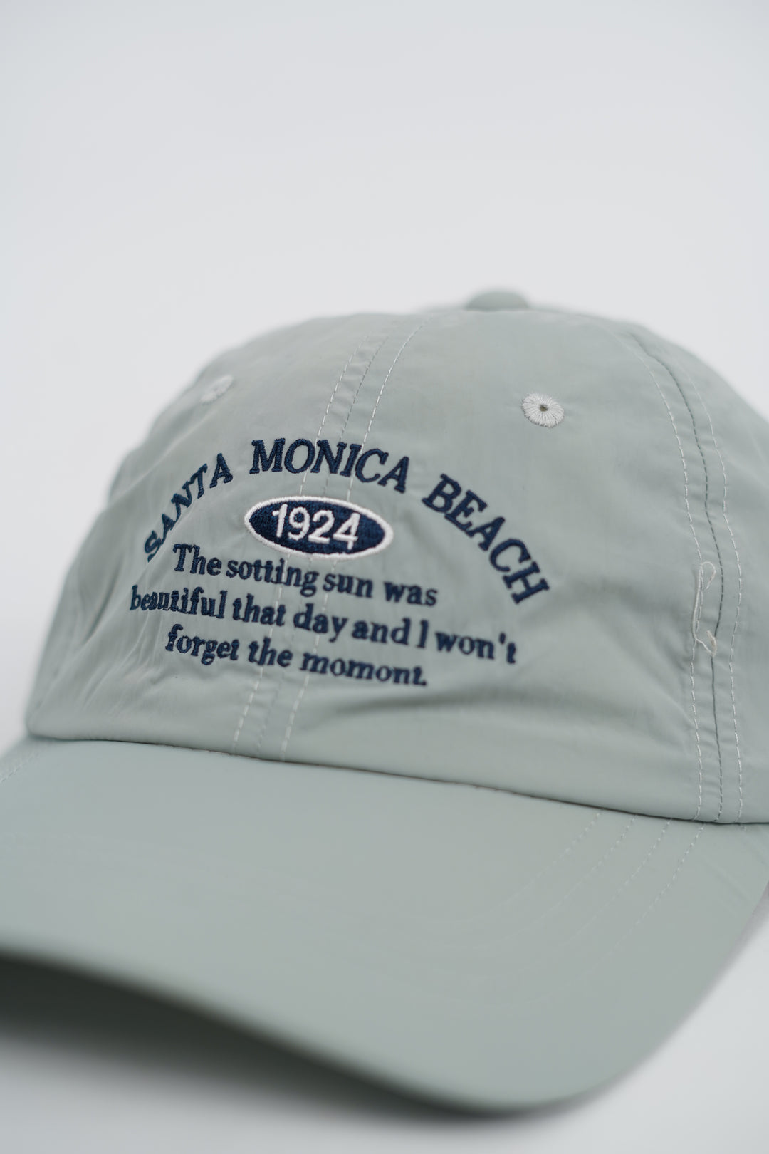 Embroidered Text Curved Adjustable Baseball Cap in Dusty blue