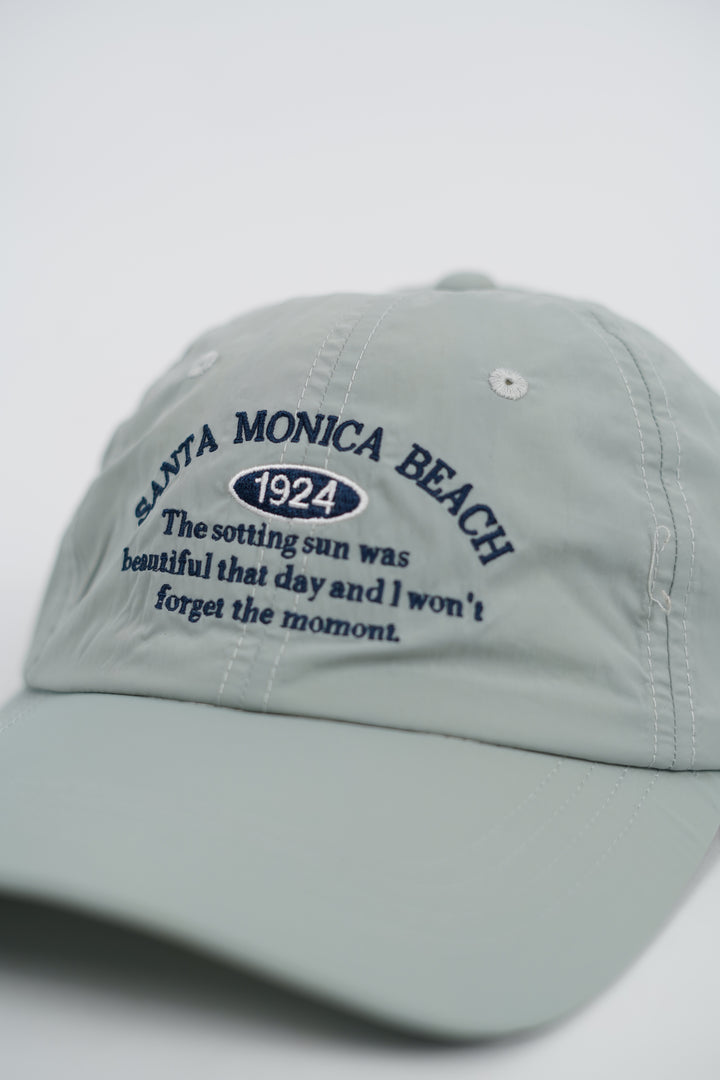 Embroidered Text Curved Adjustable Baseball Cap in Dusty blue
