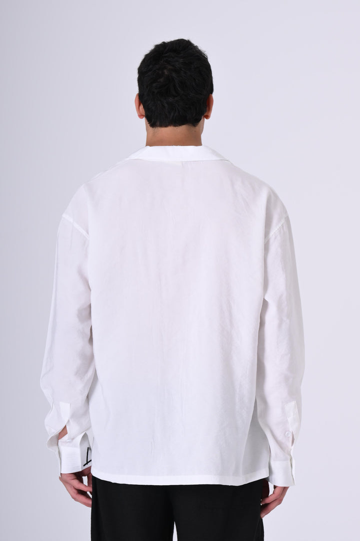 2512 Floral Embroidered Shirt in White