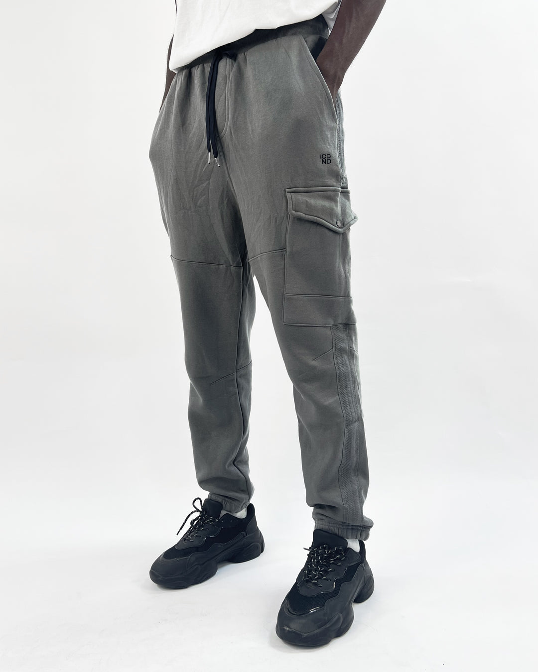 Icono patch pocket jogger pants in grey