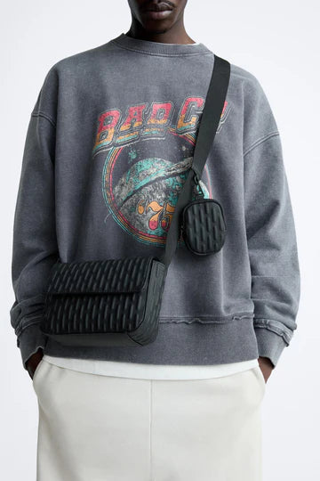 Zara embossed Messenger Crossbody Bag