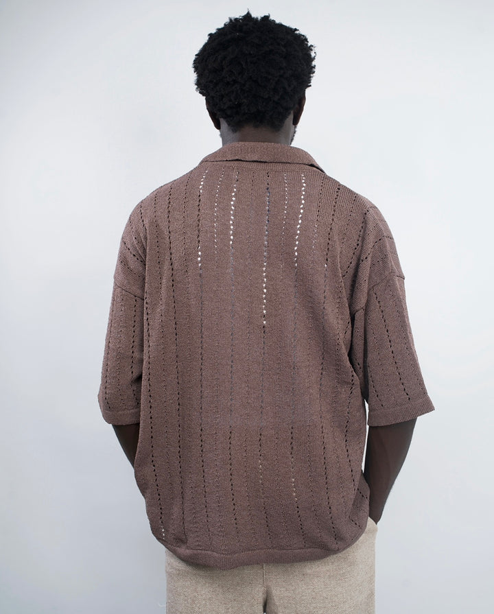 GIESTO knitted polo shirt in brown