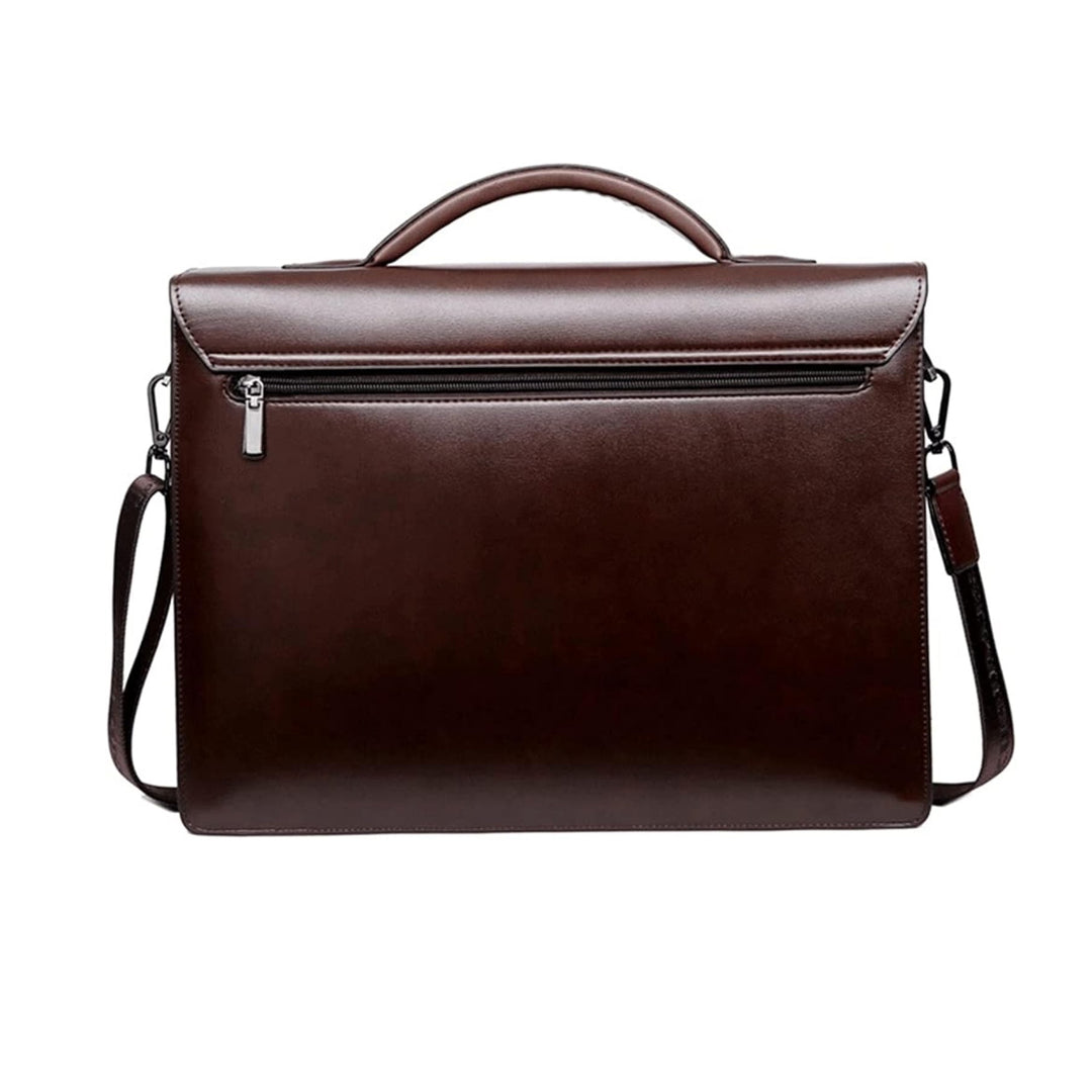 Leather Passcode briefcase in brown