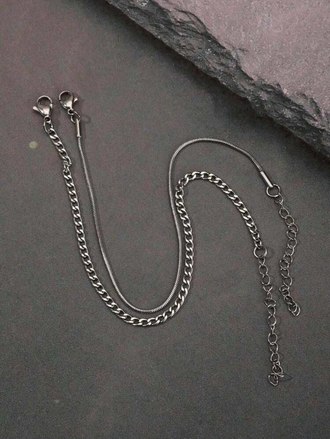 2pcs Cool & Trendy Men Link Double-Layered Bracelet