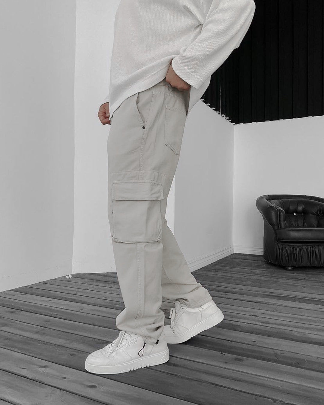 Difransel baggy cargo jeans in Nude