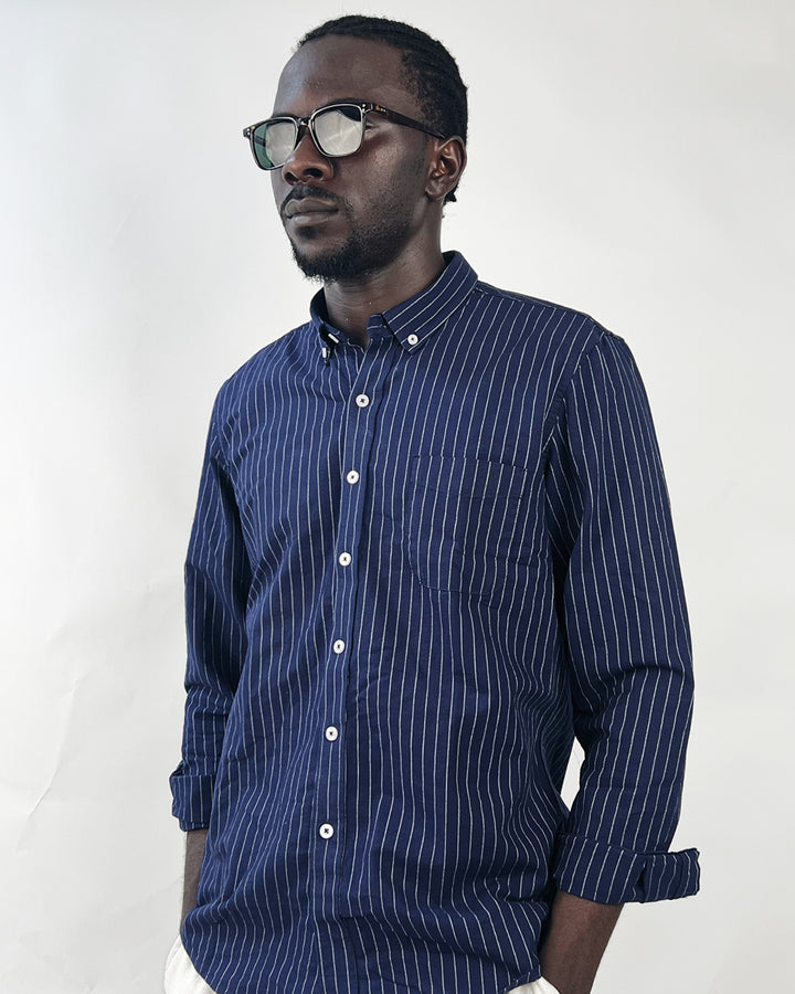 Pinstripe Oxford Striped shirt in dark blue