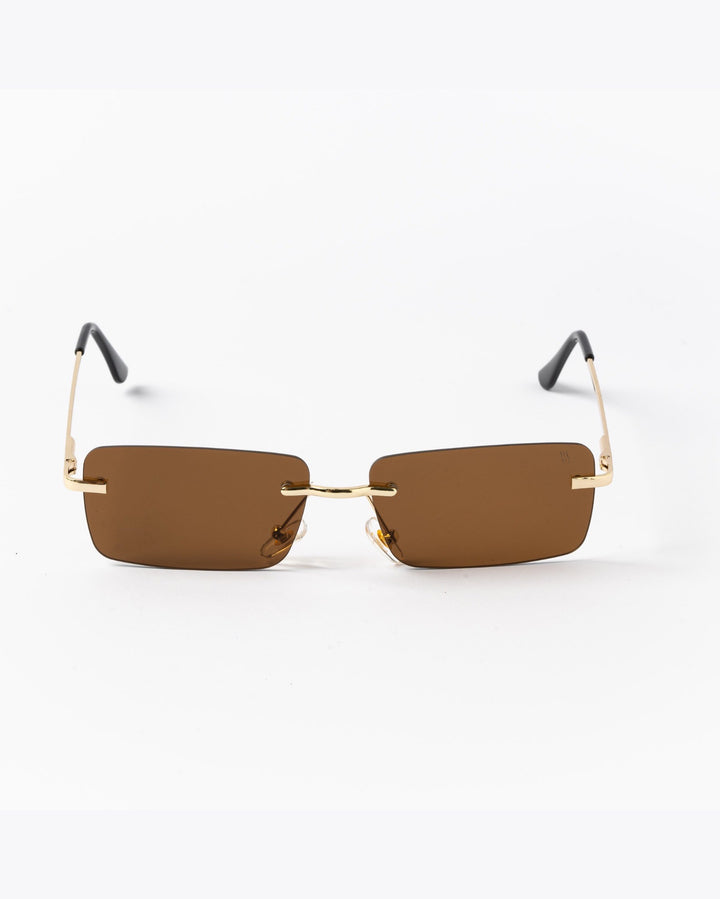 Rectangular Panthere sun glasses rimless in brown