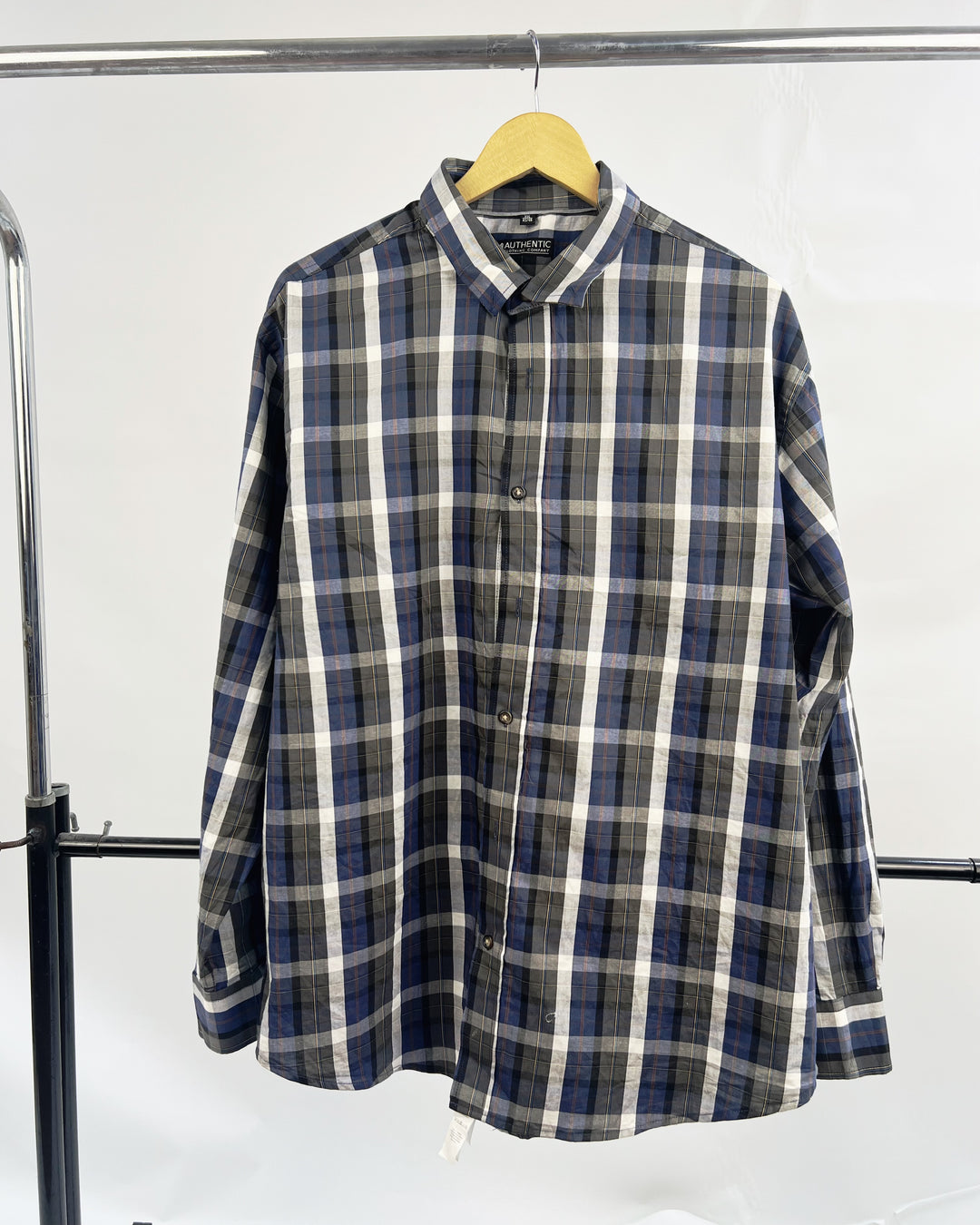 Authentic plaid shirt in green and blue