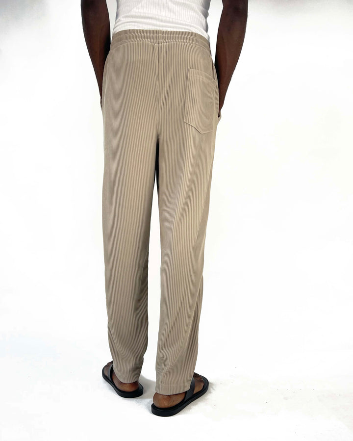 Spruce pleated pants with toggle drawstring in beige