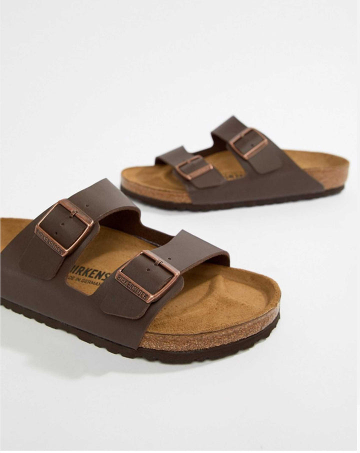 Birkenstock Arizona Nubuck Slide Sandals in Brown