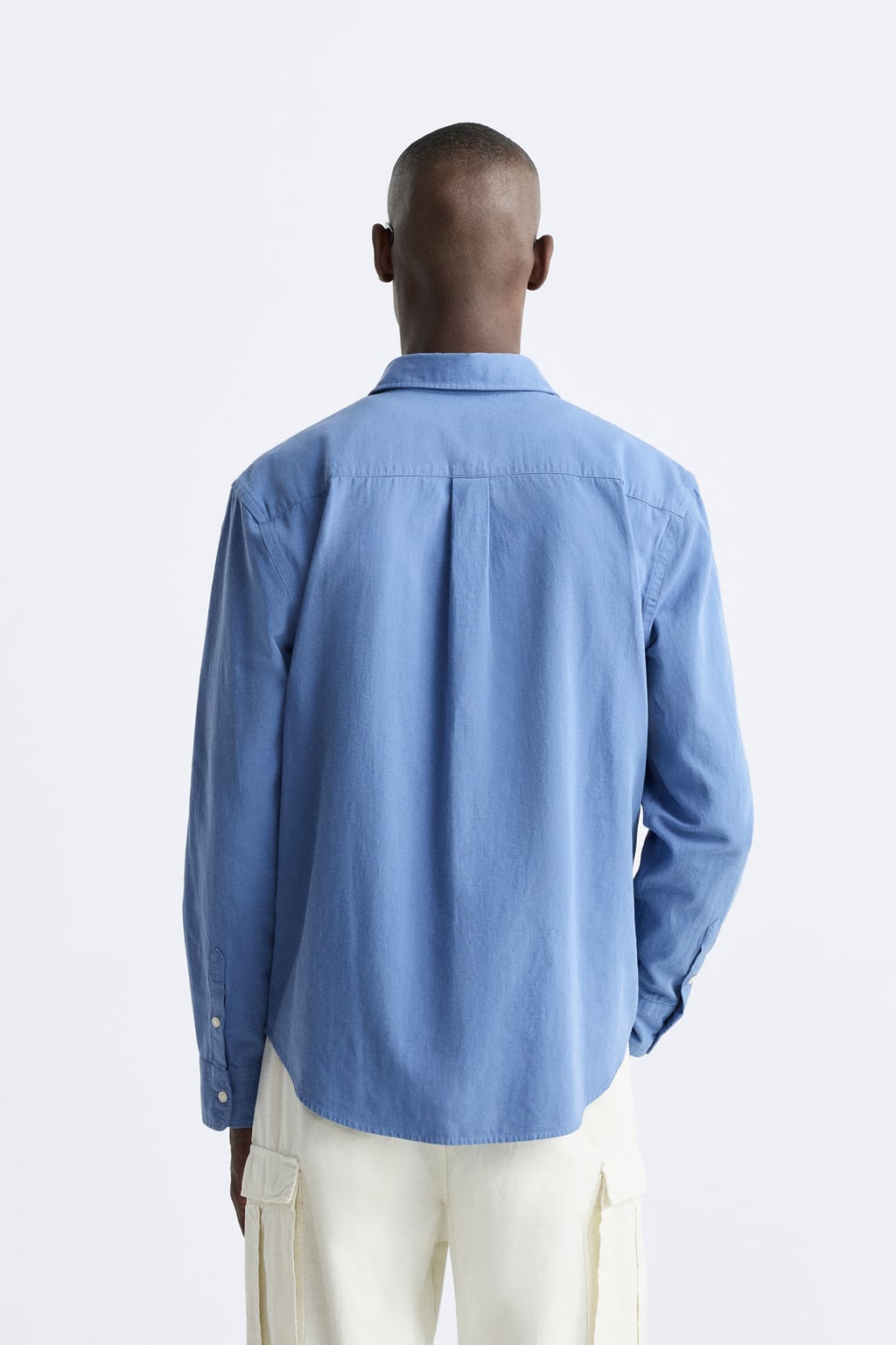 ZARA COTTON-LINEN OVERSHIRT IN SKY BLUE