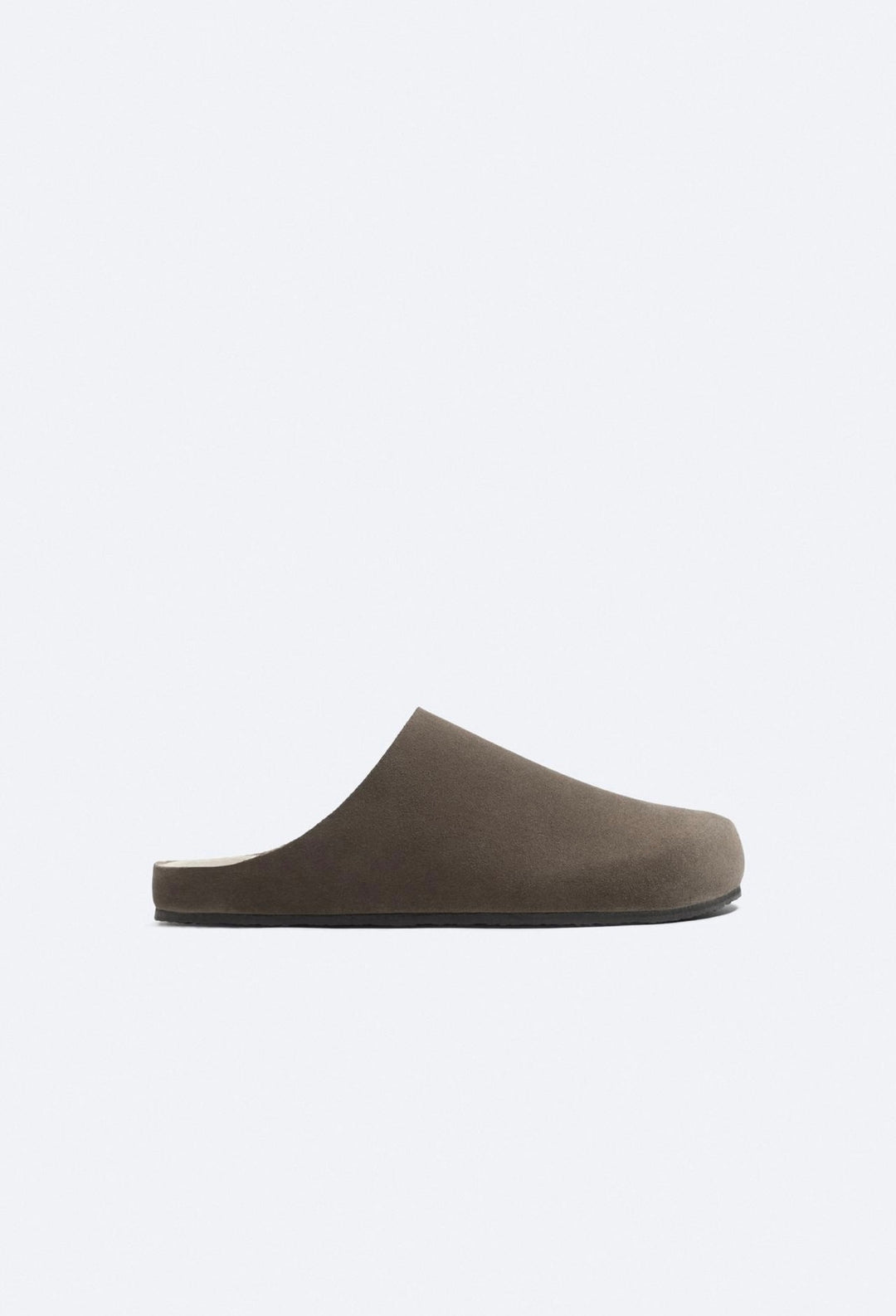 ZARA MINIMALIST SPLIT SUEDE CLOGS GREY