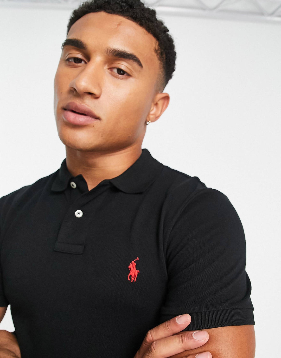 Ralph Lauren black and red slim fit polo shirt