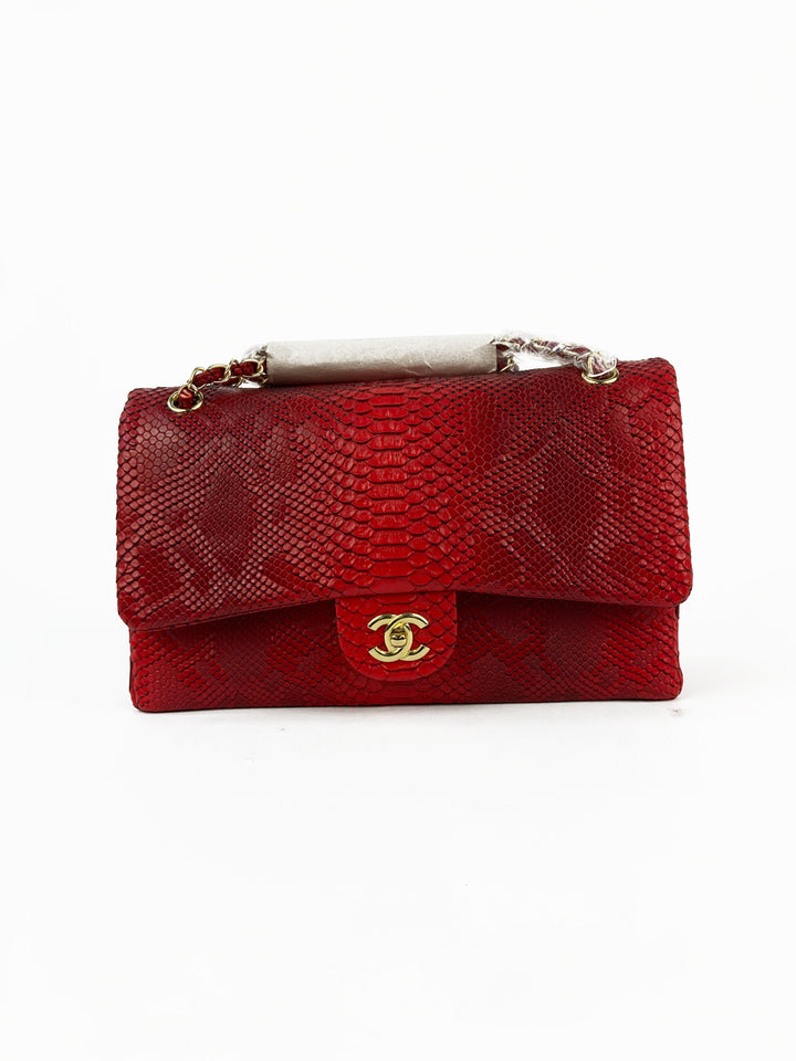 Chanel Croc Skin Maxi Handbag in red