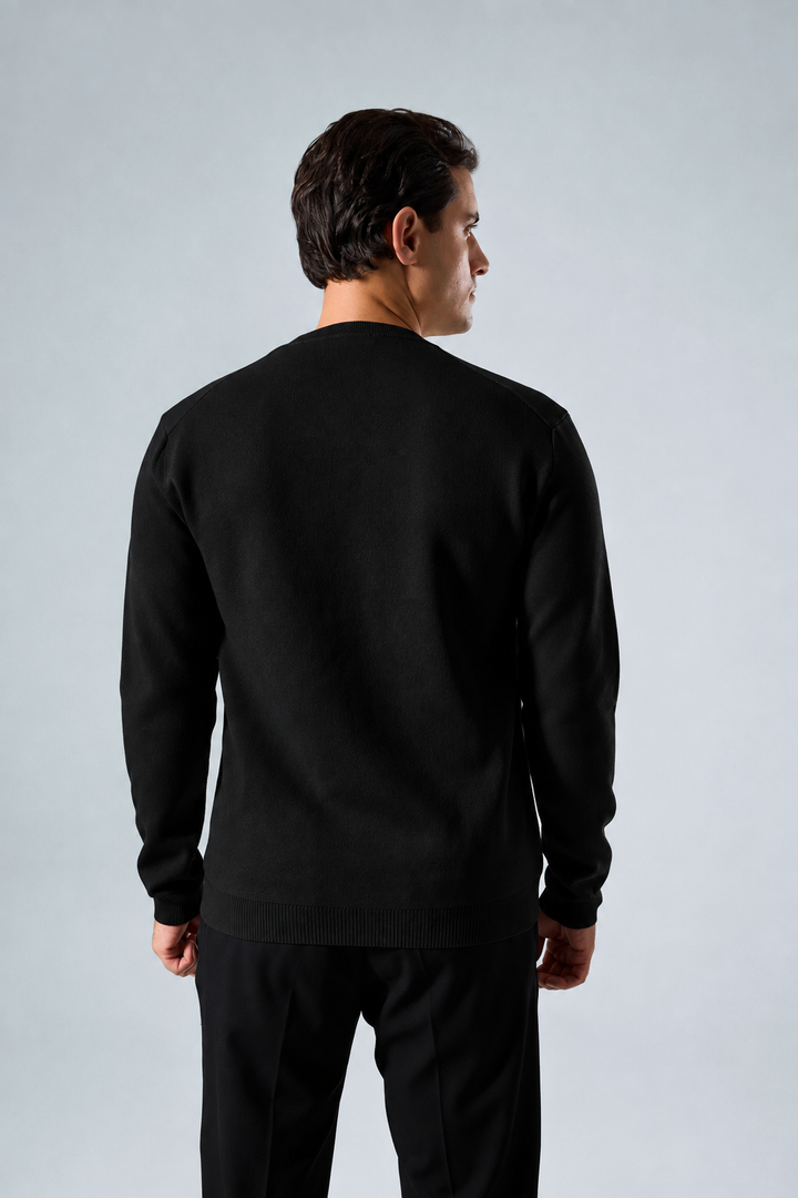 Massimo long sleeve Henley shirt in black