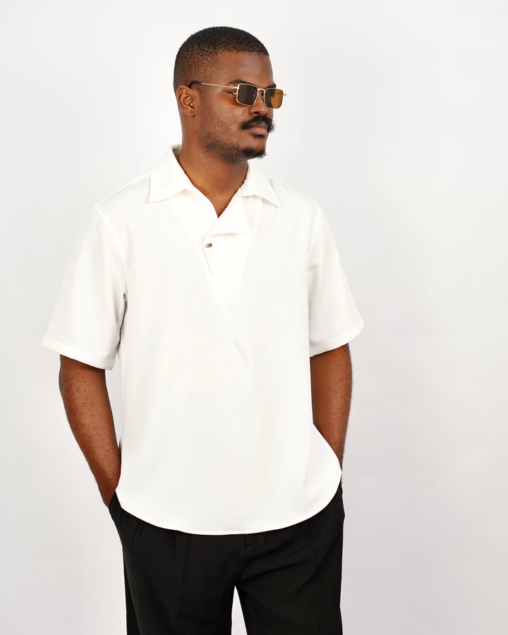 M Studio Flap Polo Shirt in White