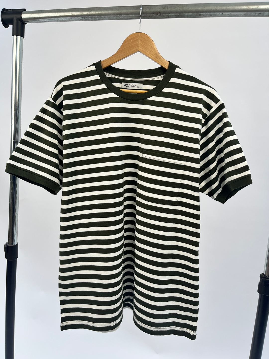 No religion striped t-shirt in green