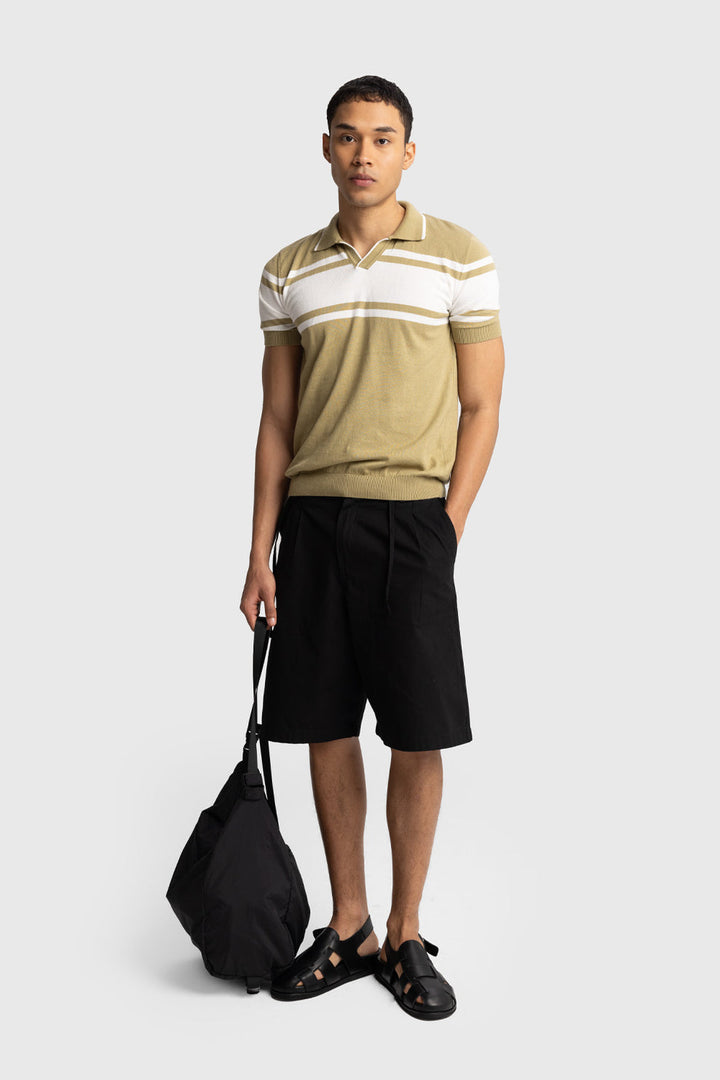 GIESTO knit polo in khaki and white