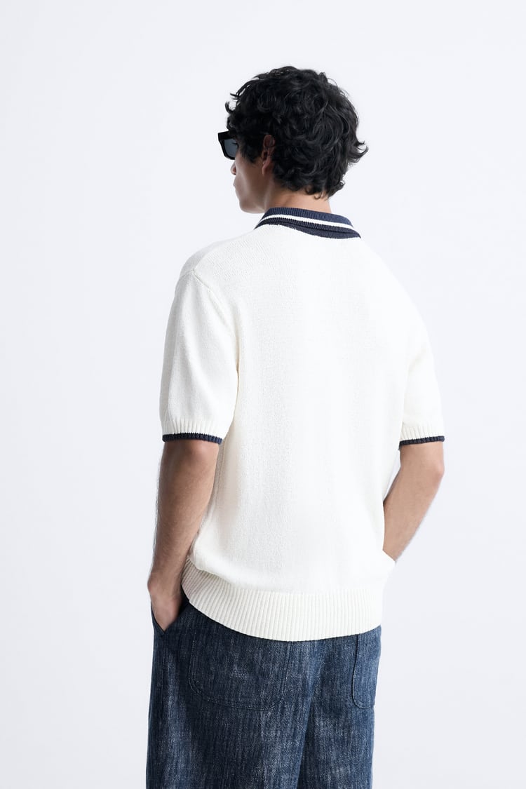 ZARA CONTRAST KNIT POLO SHIRT