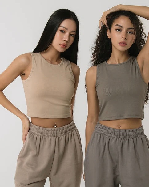 Chase conch wear sleeves crop top in beige