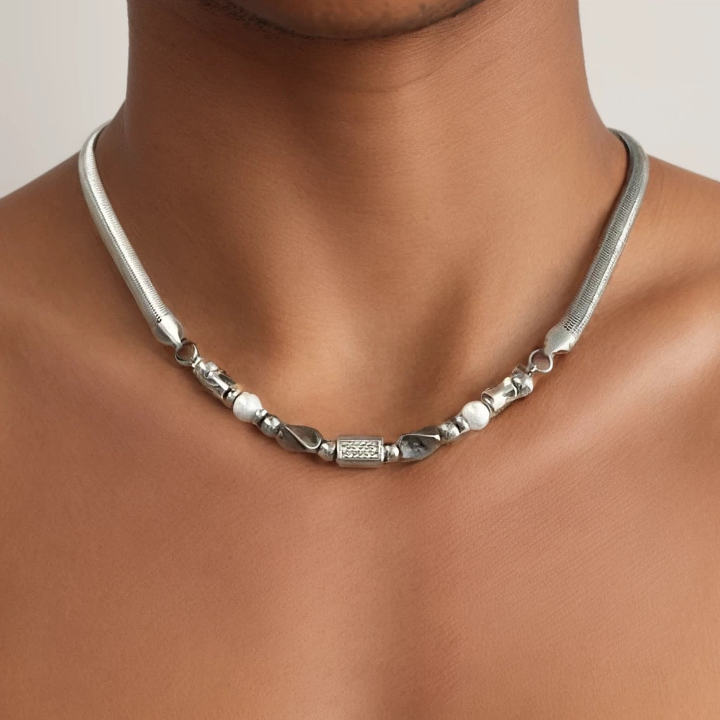Spring coil charmed necklace