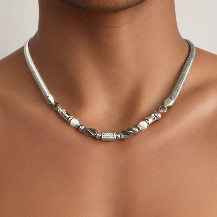 Spring coil charmed necklace