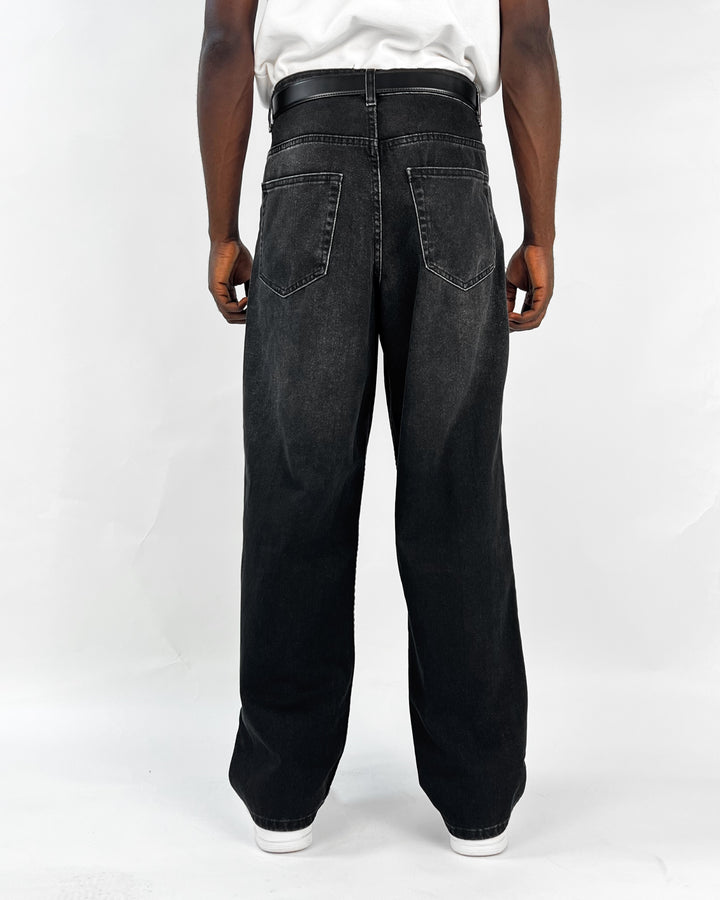 GIESTO baggy jeans in two tone black