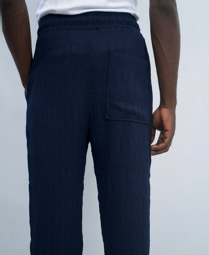 Giesto Tall Creased Linen pants in navy