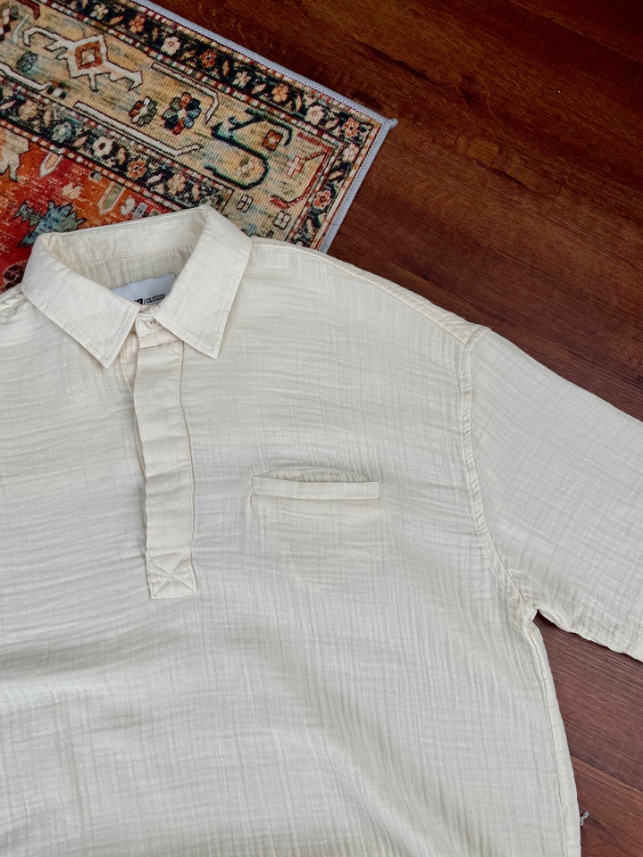 Giesto linen short sleeve shirt in off white