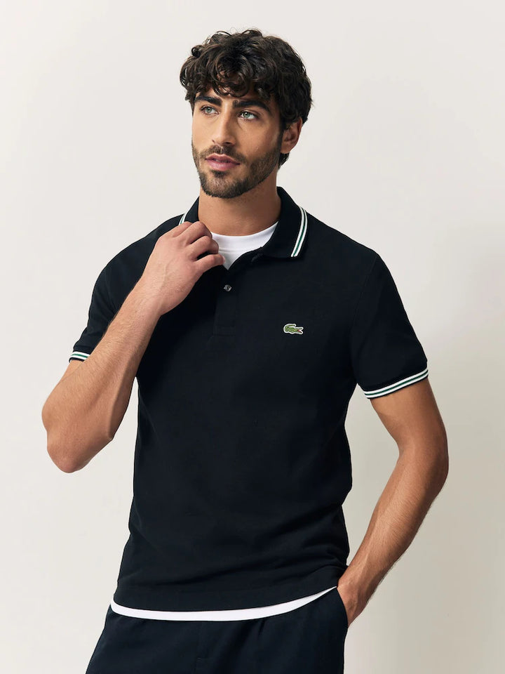 Lacoste Tipped Short Sleeve Polo Shirt in Black